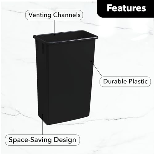 Image of 23 Gallon Slim Rectangular Garbage Can - Black