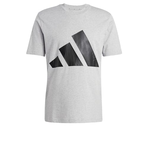 adidas Uomo Essentials Big Logo Single Jersey tee, Medium Grey Heather/Black, L