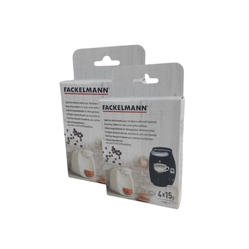 Fackelmann 9304150 Pastilles détartrantes pour machines à café, entretien tassimo, acide sulfamique, sulfate de sodium, carbonate de sodium, acide adipique et bicarbonate de sodium, Blanc, 9 x 2,8 cm