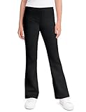 KEREDA Girls Flare Leggings School Uniform Pants for Girls Bell Bottoms Cotton Clothes for Kids 7-8 Years Black