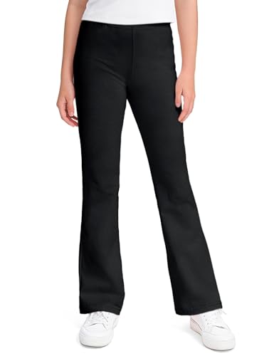 KEREDA Girls Flare Leggings School Uniform Pants for Girls Bell Bottoms Cotton Clothes for Kids 7-8 Years Black