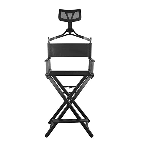 Ｋｌｋｃｍｓ Folding Directors Chair Foldable Tall Aluminum Makeup Chair Collapsible Portable Makeup Artist Chair With Backrest And Footrest For Beach, Black #TOP5