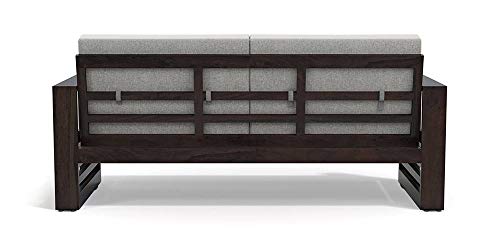 Image of Urban Ladder Parsons Wooden Sofa 3 Seater - American Walnut Finish (Colour : Vapour Grey)