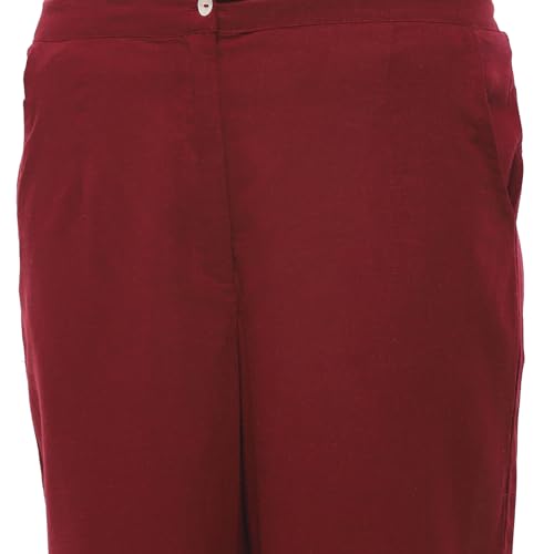 Image of BIBA Women Cotton Loose Solid Pants