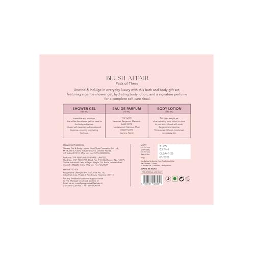 Image of Carlton London Blush Affair Gift Box - Pack of 3 | Shower Gel 180ml, Body Lotion 180ml and 15ml EDP Perfume | Gifting for Girlfriend, Wife | Heart Love Box | Birthday Anniversary Gifting for Her