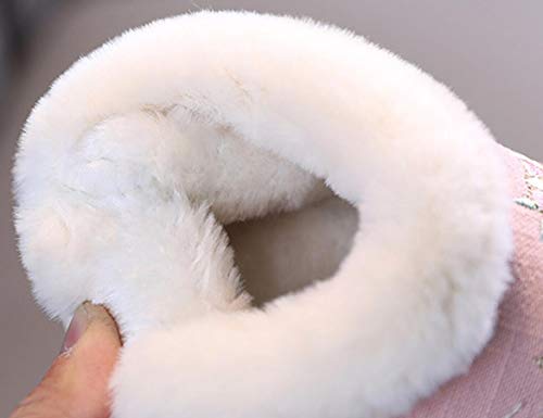 Kids Girls Winter Warm Embroidery Flat Anti-Slip House Shoes Indoor Outdoor Slippers Fur Lined Plush Snow Boots(Toddler/Little Kid)4