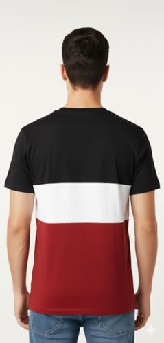 Image of Men's Striped T-Shirt, Round Neck, Short Sleeve, Casual Wear