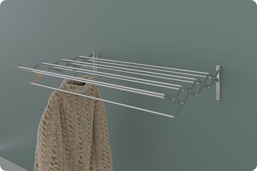 Image of Amiraj Foldable Wall Mounted Clothes Drying Stand |Heavy Duty Rust-Free Stainless Steel Zigzag Cloth Dryer Rack|9 Rod, 3 Feet |Space Saving Laundry Drying Rack for Balcony, Bathroom, Indoor & Outdoor