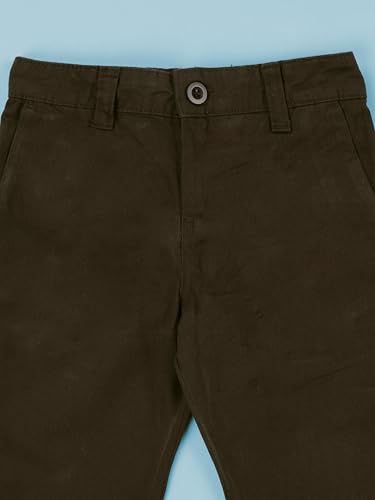 Image of KiddoPanti Boys 100% Cotton Twill Chinos Pant | Comfortable Regular Fit | 2 Side Pocket, 2 Back Pocket | Ankle Length | Back Elasticated Waistband with Button Zip Open Fly