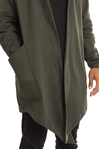 Cardigan Casaco Com Capuz Moletom Masculino Sobretudo Exotic (G, Verde-Musgo)