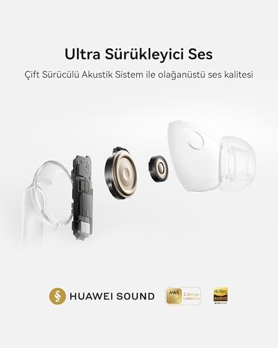 HUAWEI FreeBuds Pro 5 Kulaklık, İş ve Ofis İçin Çift Sürücülü Yapay Zeka Gürültü Engelleme Sürükleyici Ses ve Sabit Form, Etkileyici Ses Deneyimi, Stabil Görüşmeler, IP57, 38 Saat Pil Ömrü, Beyaz - Görsel 3
