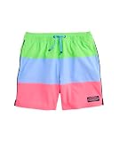 vineyard vines Boys' Colorblock Chappy Swim Trunks, Neon Rosa, M
