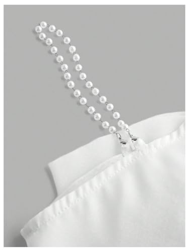 WDIRARA Girl's Big Bow Front Cami Top Pearls Spaghetti Strap Cute Camisole Top4