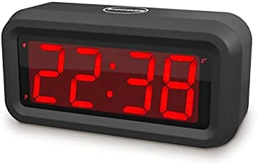 EUTUKEY Digital Alarm Clock Battery Operated only, 1.2" LED Large Display, 2-Level Brightness Dimmer, 12/24H, Snooze, 4 AA Batteries Last More Than 1 Year, for Bedroom/Living Room/on Wall/Shelf/Desk