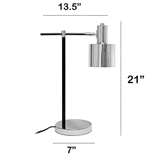 Lalia Home Mid Century Modern Industrial Metal Table Lamp With On/Off Rocker Switch - Chrome #TOP3