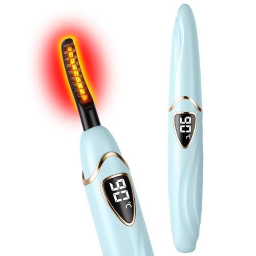 LOPHE Beheizte Wimpernzange, Wimpernzange Beheizbar mit Intelligent Power Off, 10s Schnelles Wimpernzange Elektrisch USB Eyelash Curler für Makeup, Hellblau-S600