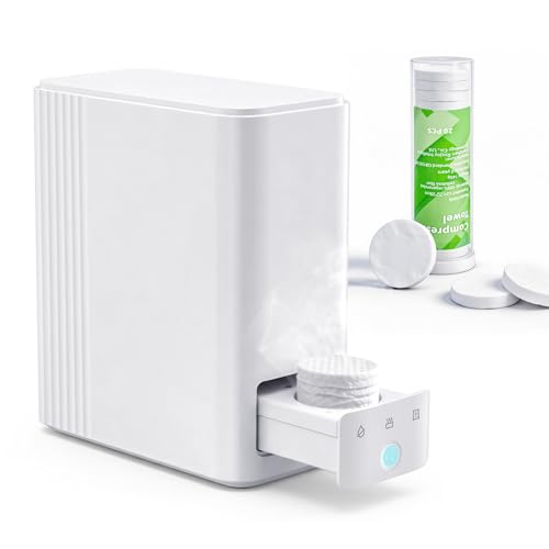 Hot Towel Dispenser & Face Hot Towel Warmers 55C (131F) Smart Pop-Out 5s Rapid-Heat Drawer for Bathroom Includes 20 Disposable Facial Towels for Skincare