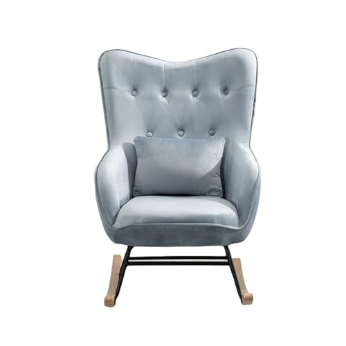 ZeptiHOM Mecedora con cojín, sofá mecedora tapizado para dormitorio interior, sofá relajante, silla de salón para balcón (gris, 25 x 17 x 37 pulgadas)