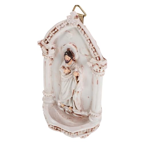 Zerodeko Acquasantiera in Resina Da Appendere Alla Parete - Decorazione Cattolica Ufficio Statua Spirituale