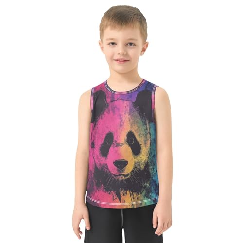 Boys Tank Top Shirts Steet Style Panda Colorful Sleeveless T-Shirts Crew Neck for Kids Clothing Children2