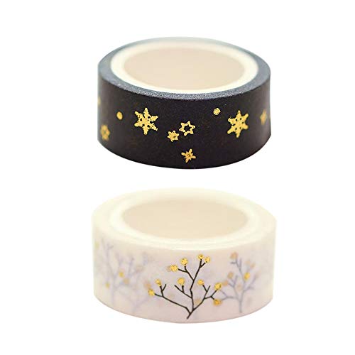 15mm * 5 m Folha De Ouro/Folha De Prata Impresso Padrões Washi Fita Adesiva Fitas Adesivas de Papel