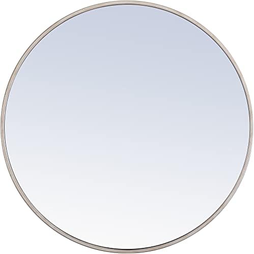 Elegant Decor Eternity 28" Round Metal Frame Mirror in Silver