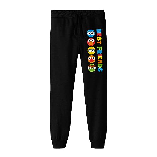 Sesame Street Best Friends Chibi Character Heads Boy's Black Jogger Pants