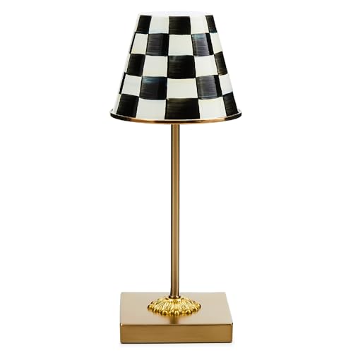 Image of MACKENZIE-CHILDS LED Cafe Table Lamp, Black-and-White Courtly Check