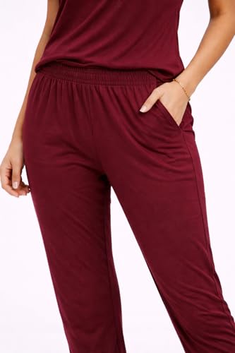 Image of KIAWAH Women's Cotton Night Suit, Long Top and Pajama Set, Round Neck, Short Sleeve,