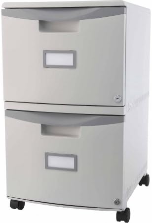 Storex 2-Drawer Mobile File Cabinet with Lock and Casters, Legal/Letter - Gray/Gray