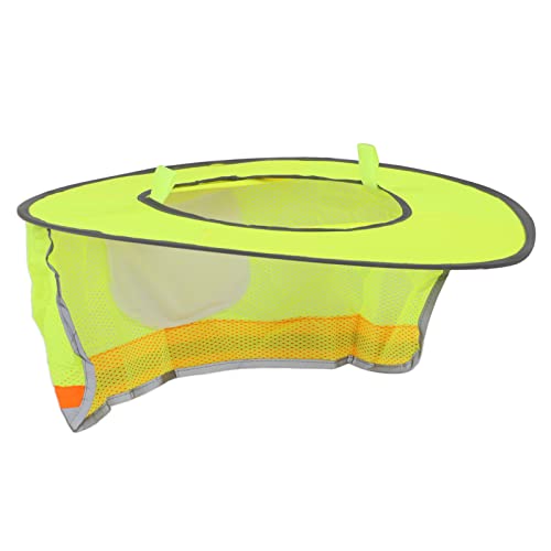 Parasol para casco de alta visibilidad: protección completa para el cuello con rayas reflectantes y malla transpirable (Amarillo)