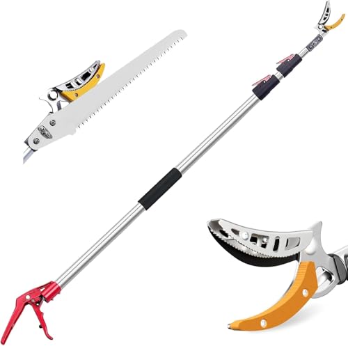 Bai You Mei 1,3-2,3m Schneidgiraffe Astschere Teleskop Ausziehbar Hochentaster Manuell Rosenschere Teichschere mit Teleskopstiel Gartenschere Lang Baumschere Teleskop Groß Teleskopschere