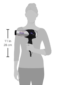 Hot Tools Pro Artist Turbo Styling Hair Dryer | Lightweight and Quiet, Silver/Black, 1 Count (Pack of 1) | Lightweight, Quiet, 3 Heat & 2 Speed Settings, Cool Shot, Pik, Concentrator
