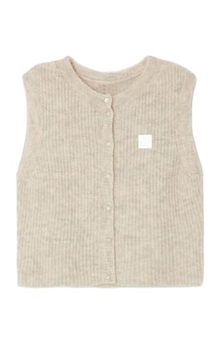 Image of UAURORAO Women Chunky Sweater Vest Button Down Crochet Cable Knit Cardigan Sleeveless Open Front Knitted Crop Waistcoat