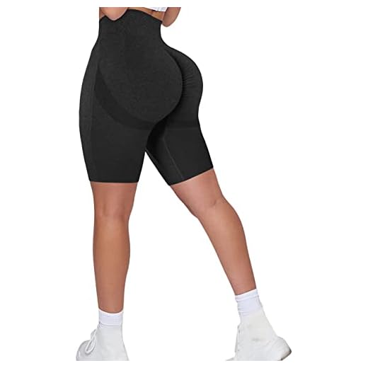 Memoryee Pantalones Cortos Deportivos Mujer Push Up Sin Costuras Shorts Alta Cintura Elásticos Leggins Fitness Yoga Leggings Cortas/B-Black/M