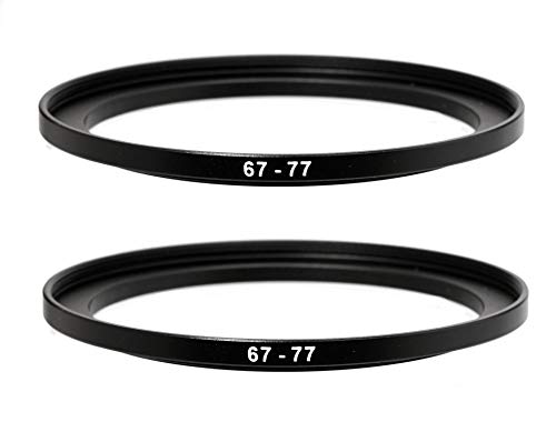 (2 Pcs) Adaptador de anillo Step-Up 67-77MM, anillo adaptador de filtro Step Up 67mm a 77mm, 67mm macho 77mm hembra para lente de cámara DSLR y filtros ND UV CPL infrarrojos