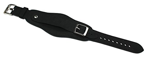 Bracelet montre cuir 20 mm noir pour anses fixes et barrettes