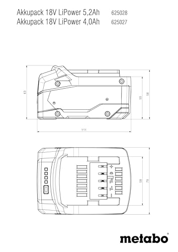 Metabo 625028000 Werkzeug-Rechargeable Battery 18V 5.2Ah Li-Ion