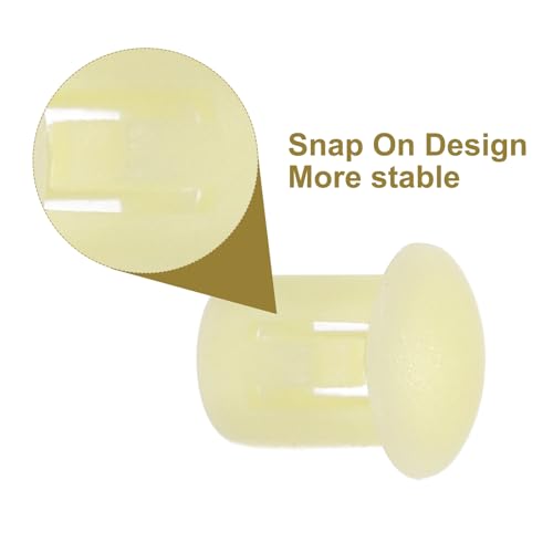 Image of MECCANIXITY 64PCS 5mm(3 /16 inch) Beige Plastic Hole Plugs, Flush Type Panel Hole Plugs Insert End Caps for Locking Hole Tubes Furniture Cabinet
