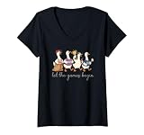 Women's Let The Games Begin Field Day Silly Goose Teacher Student V-Neck T-Shirt