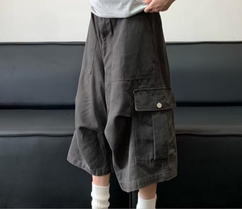 AQMR Y2k Baggy jort for Women high Waist Wide Leg Oversized Cargo Short with Big Pockets Unisex Causal Trendy Capris Pant3