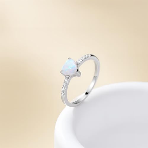 1 Carat 925 Sterling Silver Opal Ring for Women Heart Shape Opal Engagement Ring October Birthstone Opal Ring Promise Ring for Her3