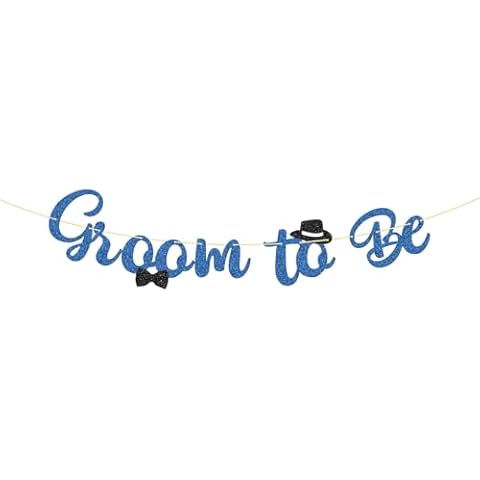 WeBenison Groom to Be Banner Men Wedding Shower Party Banner Supplies Mr & Mrs Sign Groom Engagement Bachelor Party Decorations Blue Glitter Cover