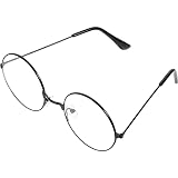LUOEM Vintage Runde Brille Klare Linse Brille ohne Stärke Unisex (Schwarz)