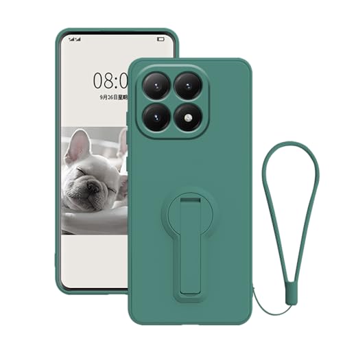 Anlalish 対応機種 Xiaomi 15T ケースリング 耐衝撃 Xiaomi 15T 5g スマホケース 紛失防止ストラップ付き カバー 薄型 可愛い 持っているカメラ保護 指紋防止カード (濃い緑)