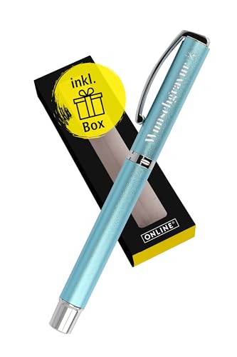 Online Personalisierter Füller mit Gravur Vision Turquoise als Geschenk I Klares Design, satiniertes Aluminium, Iridium-Feder M I Türkiser Füllfederhalter inkl. Geschenkverpackung