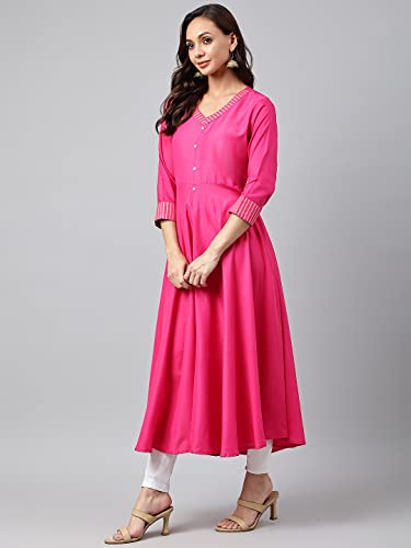 Image of ANNI DESIGNER Women's Cotton Blend Kurta with Dupatta