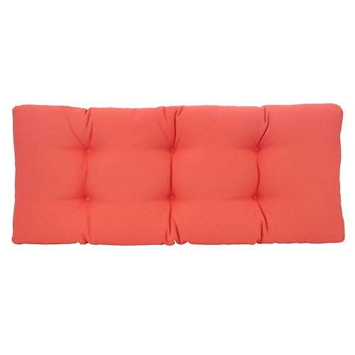 Klear Vu The Gripper Omega Non-Slip Tufted Bench Cushion for Indoor Furniture, Assembled in USA, Entryway Storage, Bay Window, Corner Nook or Piano Seat, 33 Inches, Solid Coral