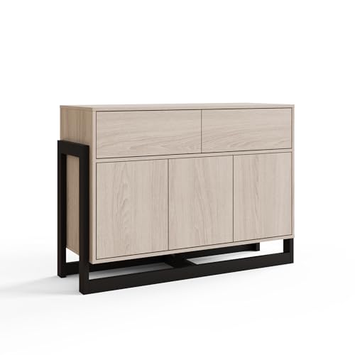 GFW Taite 3-Door 2-Drawer Sideboard with Stylish Oak Finish and Metal Legs - Image 4
