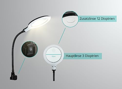 Miniatura 5 de Stagecaptain Lh-440 Ayuda Para Soldar Con Lámpara Lupa, Brazos Flexibles Con Pinzas Cocodrilo, Lupa Flexible 3 12 Dioptrías Con Led E Limpiador De Punta Para Manualidades Y Soldadura.